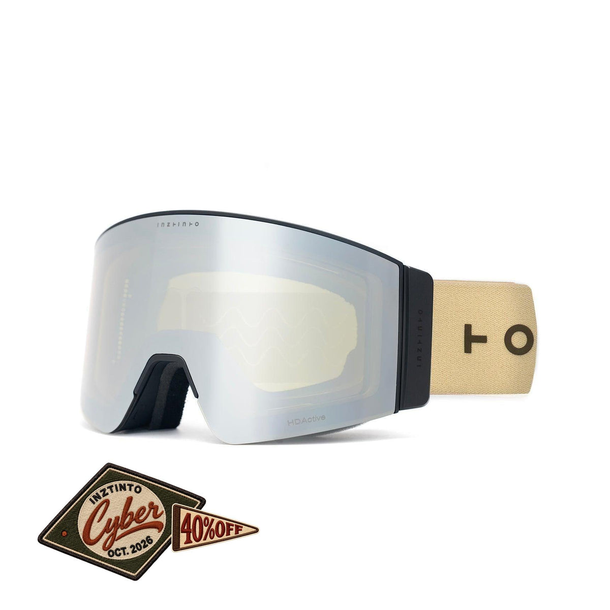 Antiparras de nieve Travis Beige Lente Amarillo Espejado Plateado
